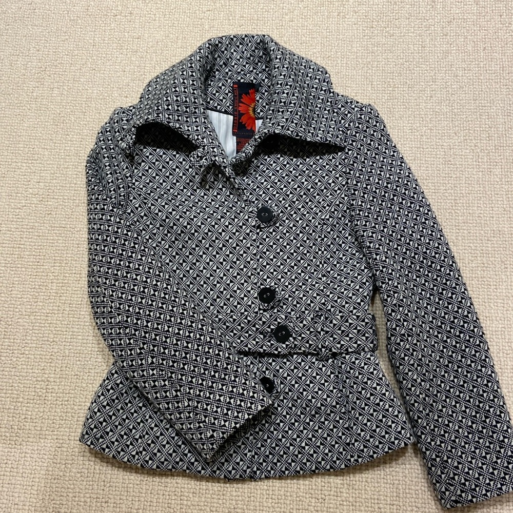 Black and white wool blend vintage jacket